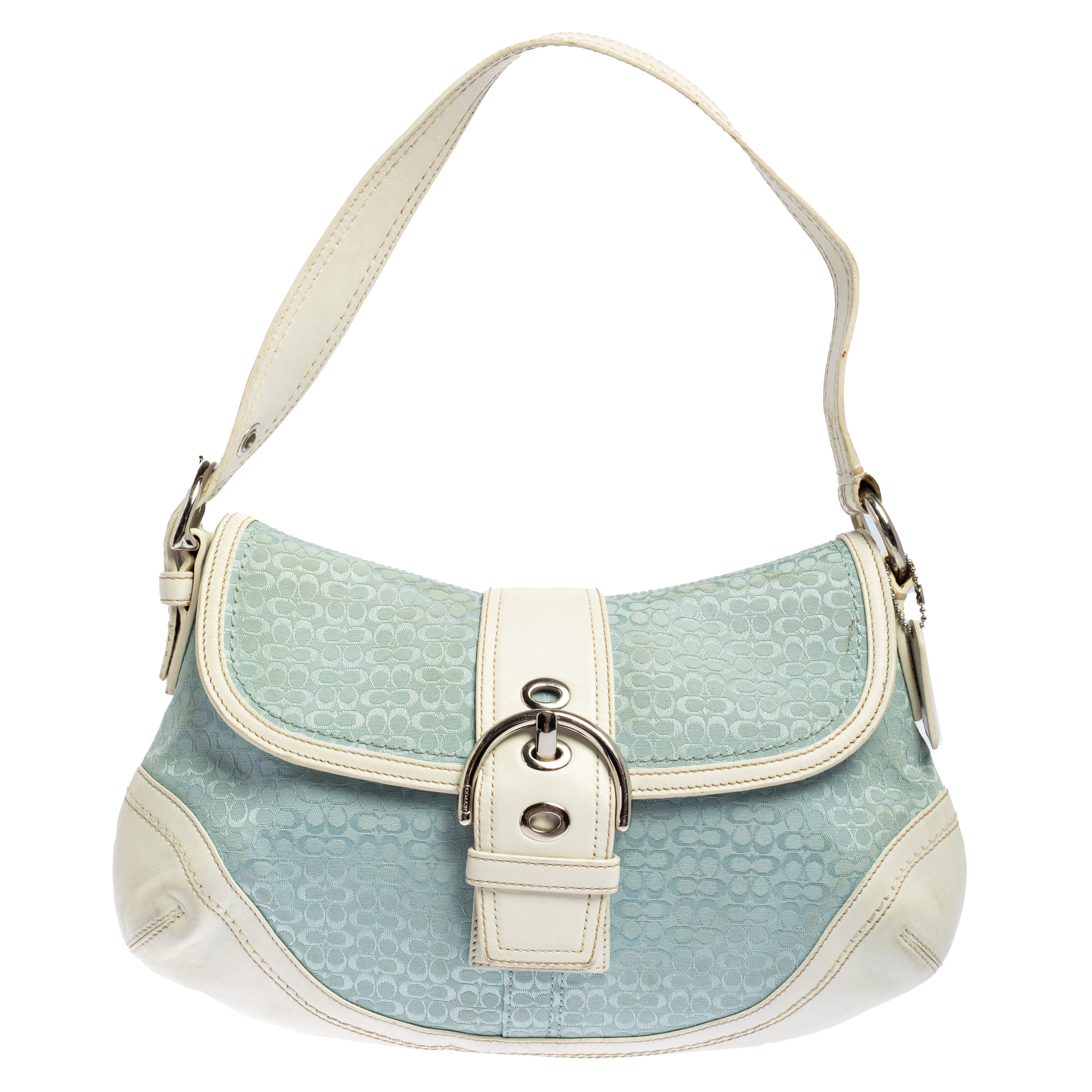 Coach blue best sale signature handbag