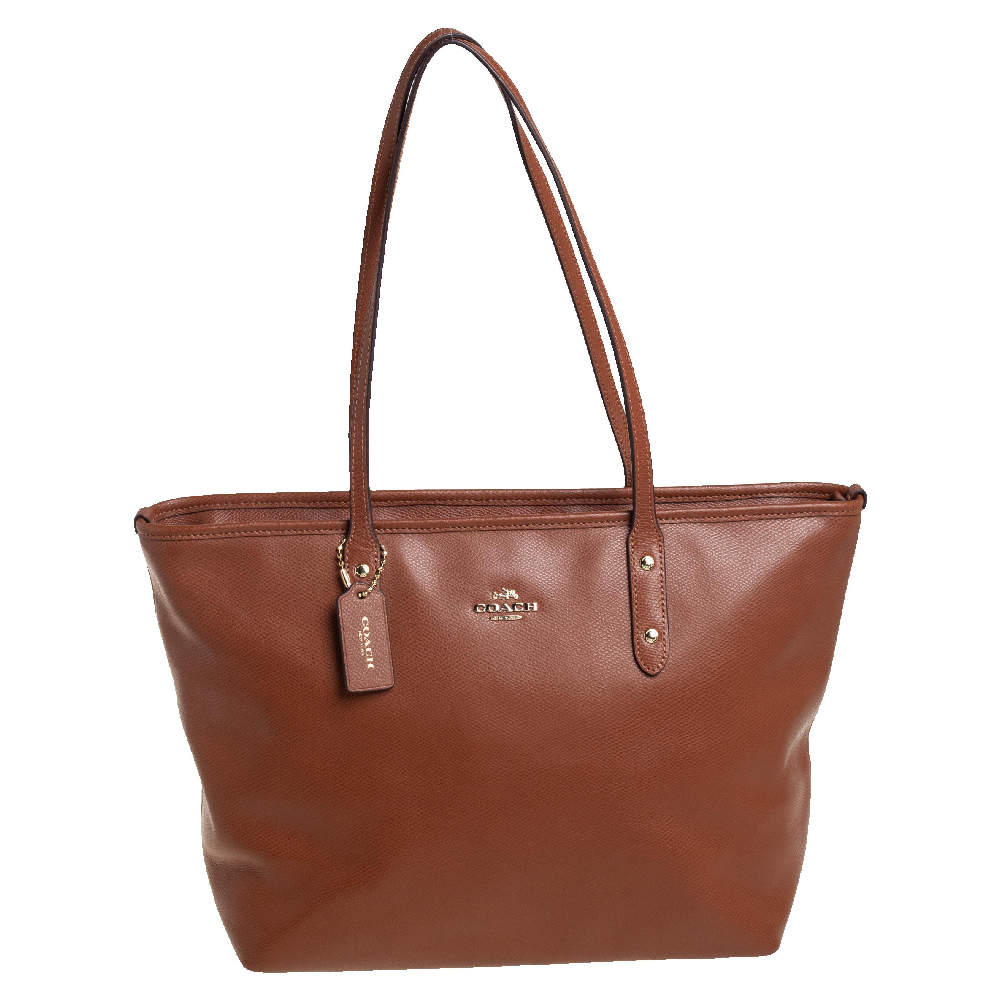 Coach Brown Leather City Zip Tote
