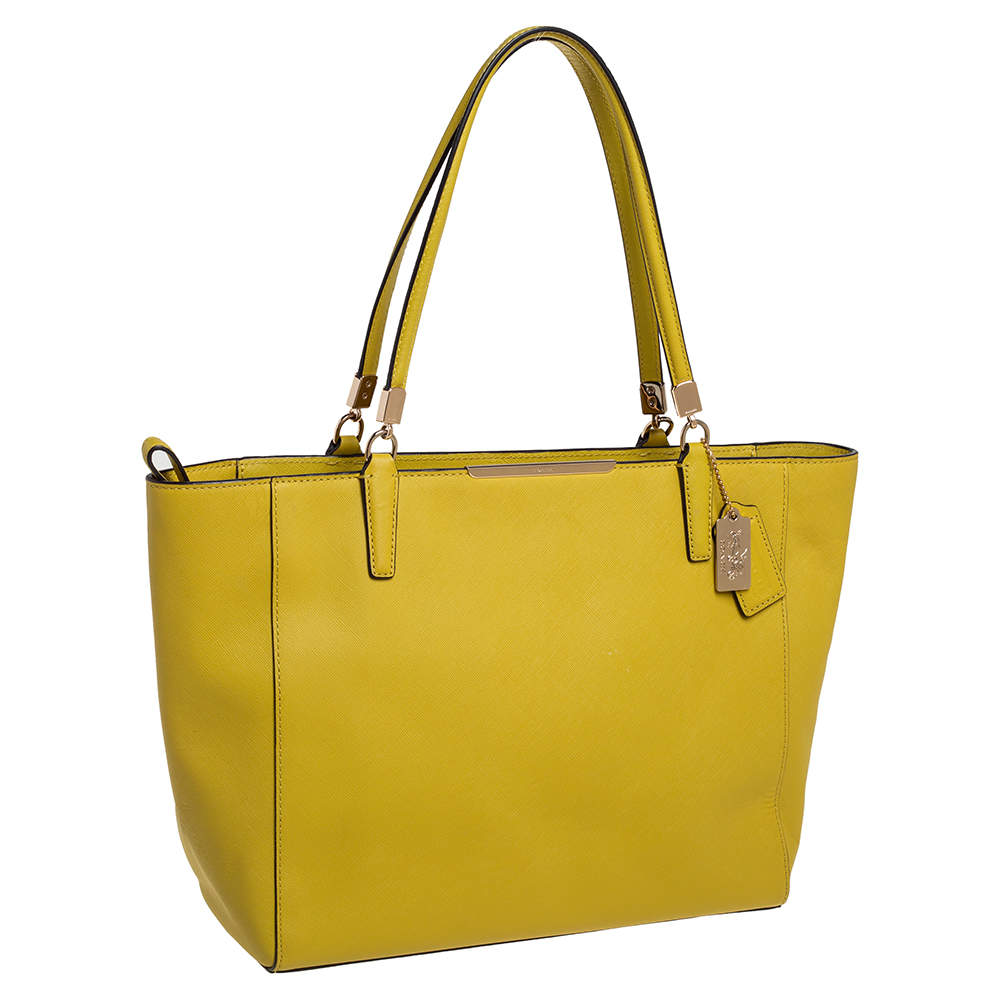 Coach Yellow Saffiano Leather Madison East West Tote Coach