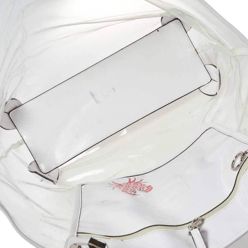 Coach White/Clear Vinyl and Leather Tote Coach | The Luxury Closet