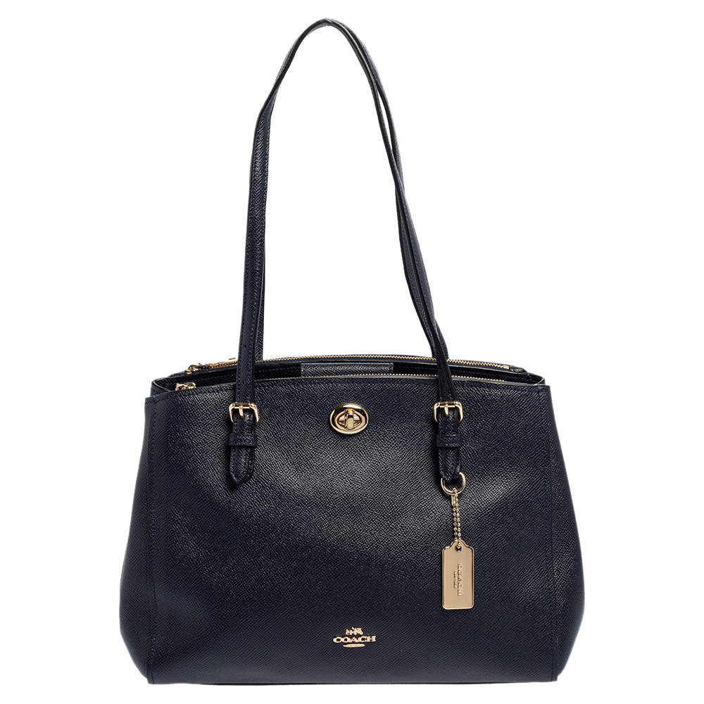 Pre Owned حقيبة ساتشل كوتش كاري أول جلد أزرق كحلي