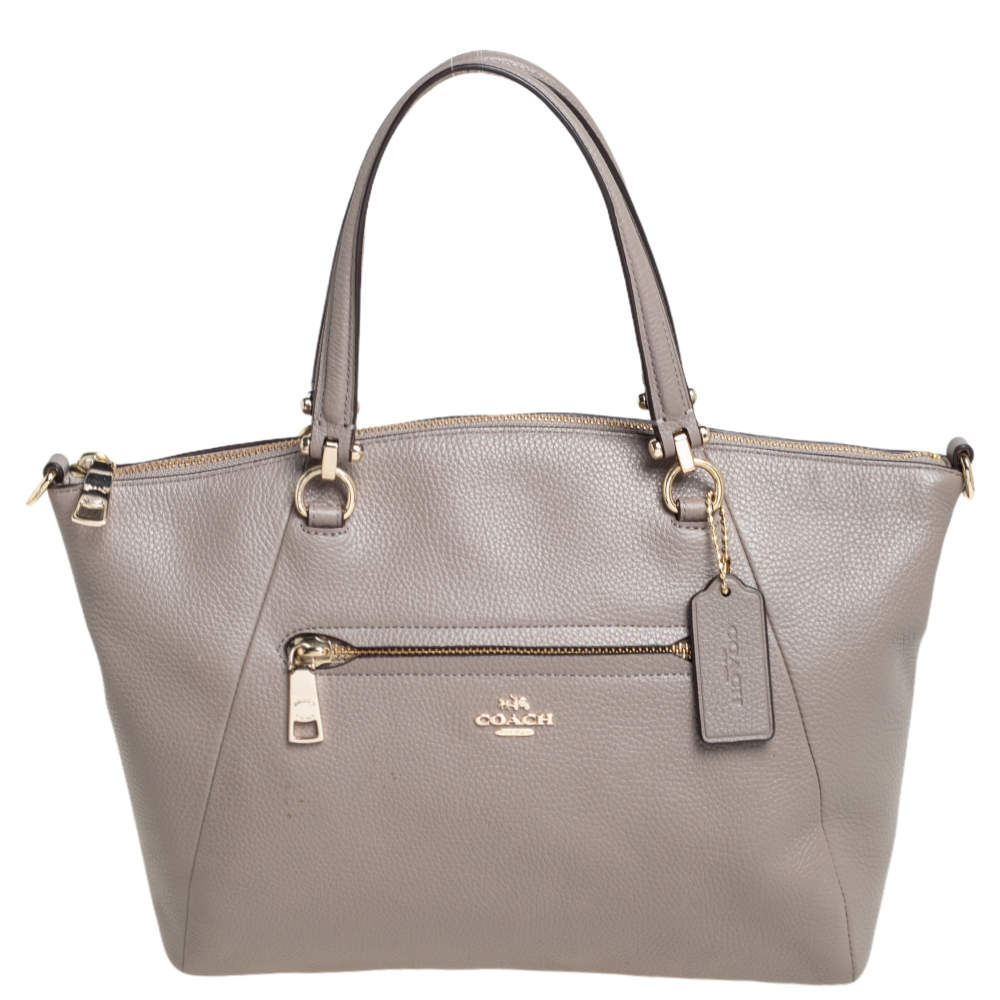 Pre Owned Coach Grey Pebbled Leather Prairie Satchel