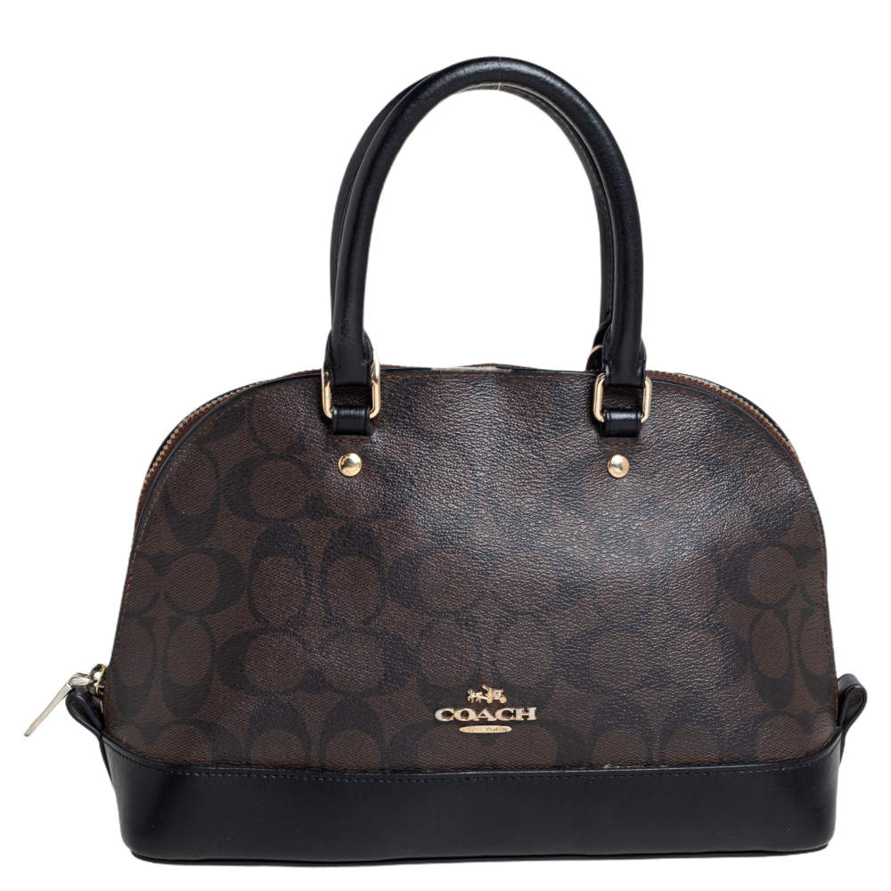 Pre Owned Coach Brown Coated Canvas and Leather Sierra Satchel