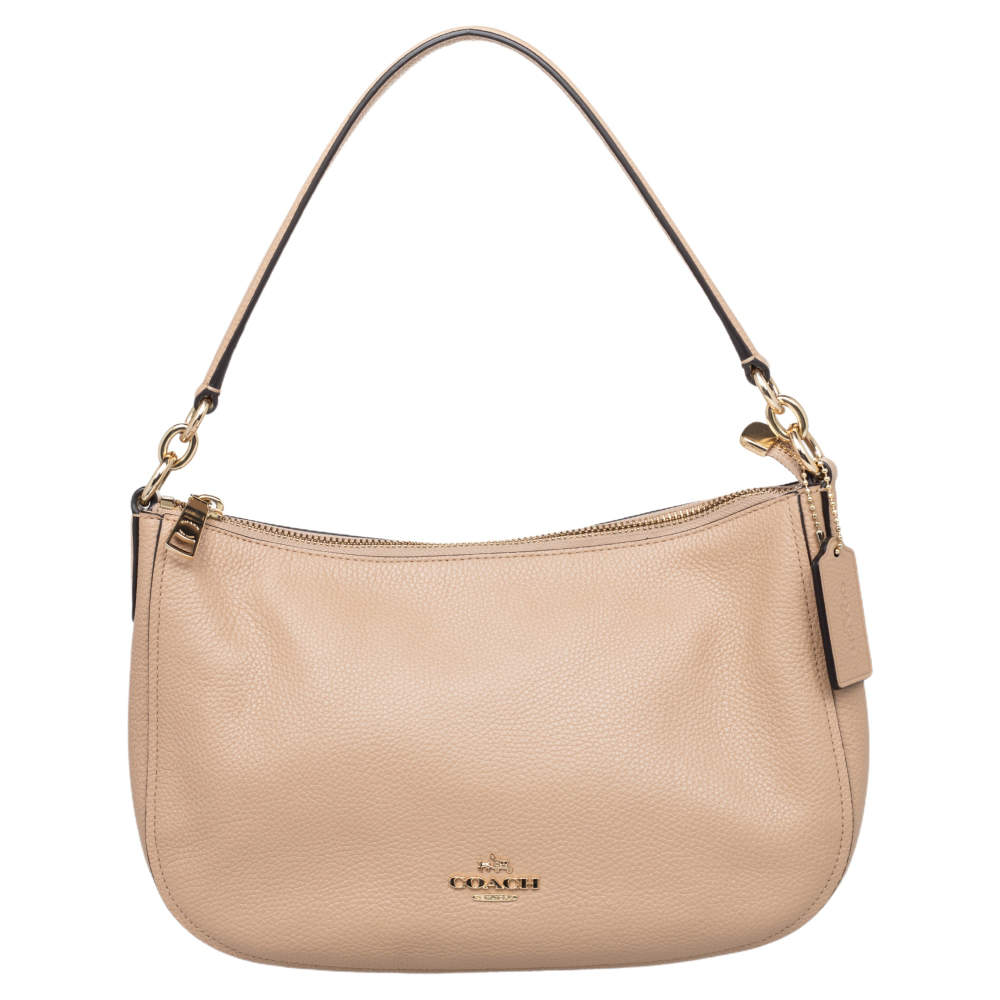 Pre Owned Coach Beige Leather Baguette Bag