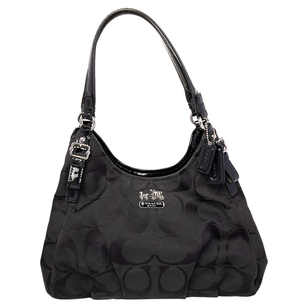 Coach Black Op Art Signature Canvas and Leather Madison Abigail Tote ...