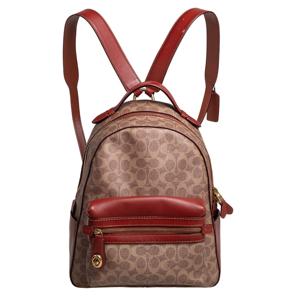 مملوكة مسبقًا Coach Beige/Brown Signature Coated Canvas and Leather Campus Backpack