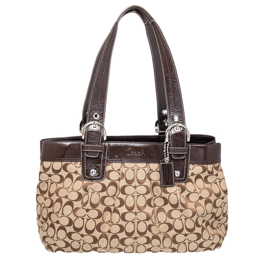 coach signature pleated tote