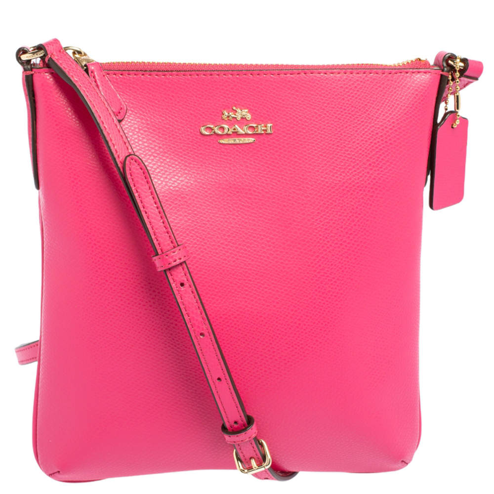 Coach Pink Grain Leather North/South Crossbody Bag