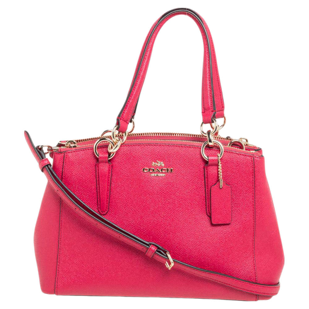 Pre Owned Coach Pink Leather Mini Christie Carryall Satchel