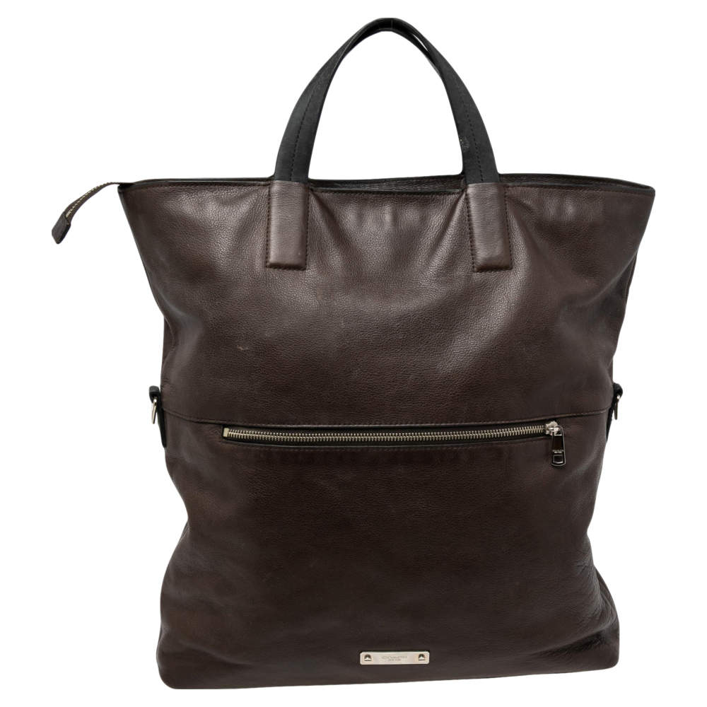 Pre Owned Coach Brown Leather Charles Foldover Tote