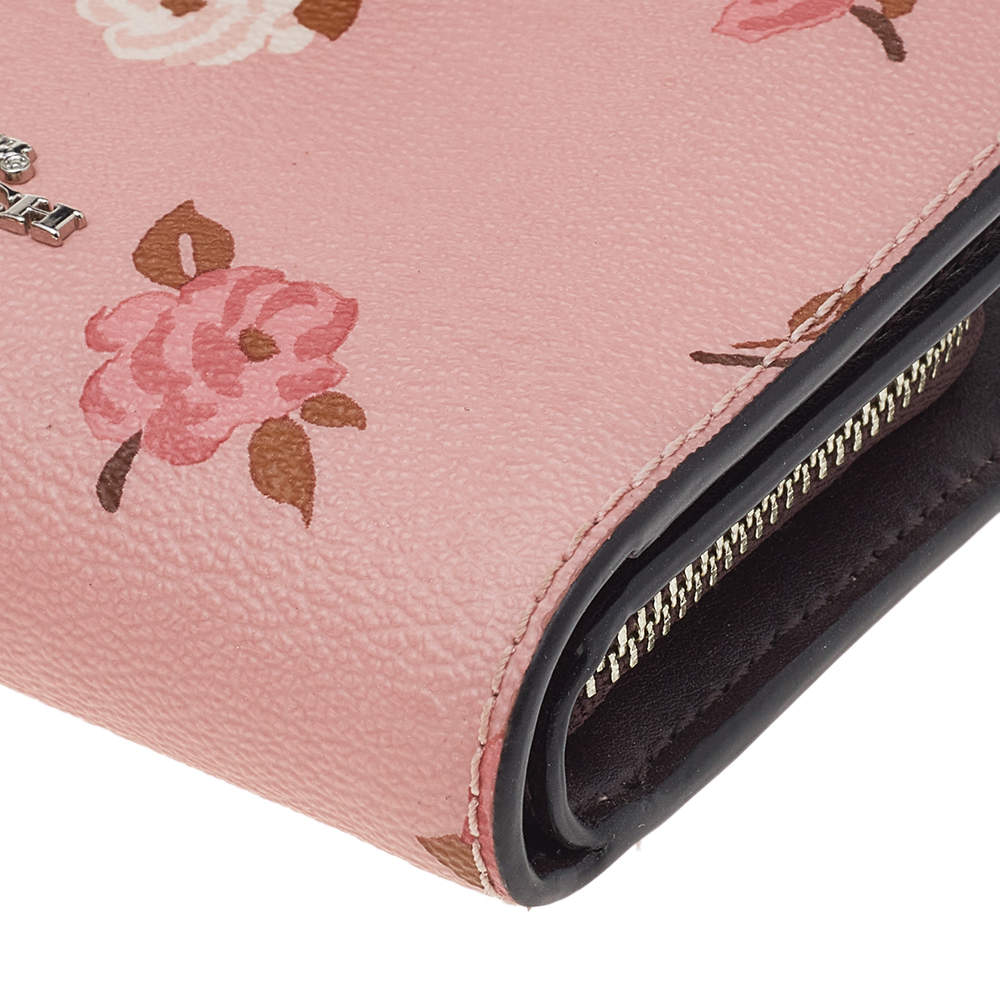 NWT Coach Pink Floral Canvas F53130 Limited Edition ZIP Around Wristlet  Wallet