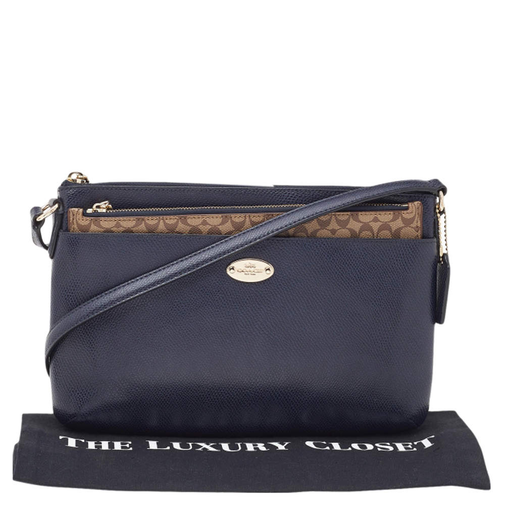 Coach Navy Blue Leather East West Pop Crossbody Bag Coach TLC