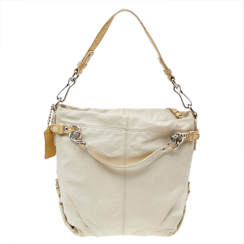 Coach Beige Leather Shoulder Bag