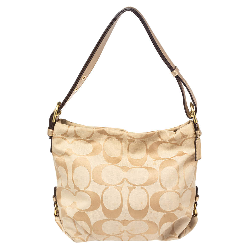 Coach Beige Signature Canvas Hobo
