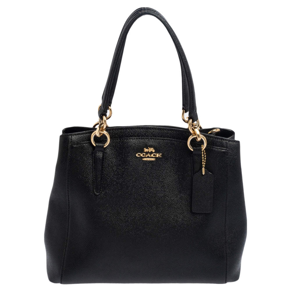 Pre Owned Coach Black Leather Mini Christie Carryall Satchel
