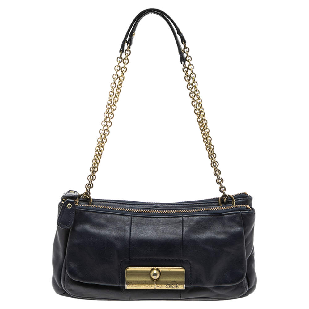 Pre Owned Coach Blue Leather Kristin Shoulder Bag