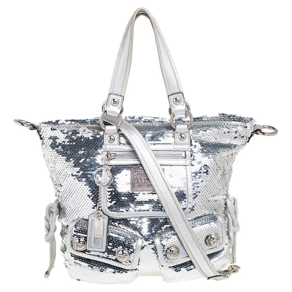 Coach Silver Sequins and Leather Poppy Spotlight Shoulder Bag Coach | TLC