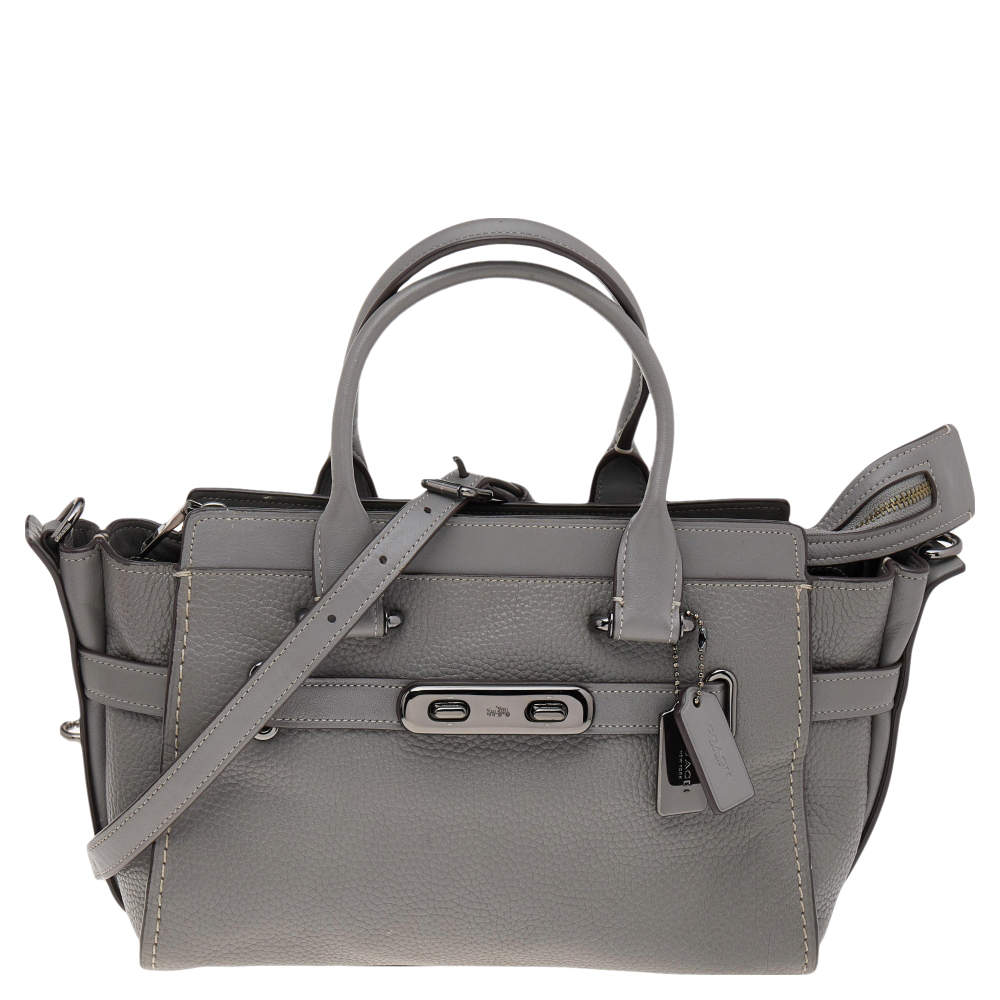 Pre Owned Coach Grey Leather Swagger 27 Carryall Satchel