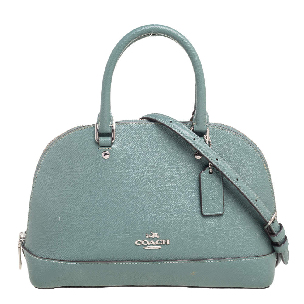 Pre Owned حقيبة ساتشل كوتش سيرا ميني جلد زرقاء مخضرة