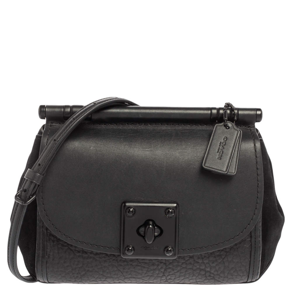 Coach Black Leather And Suede Drifter Crossbody Bag