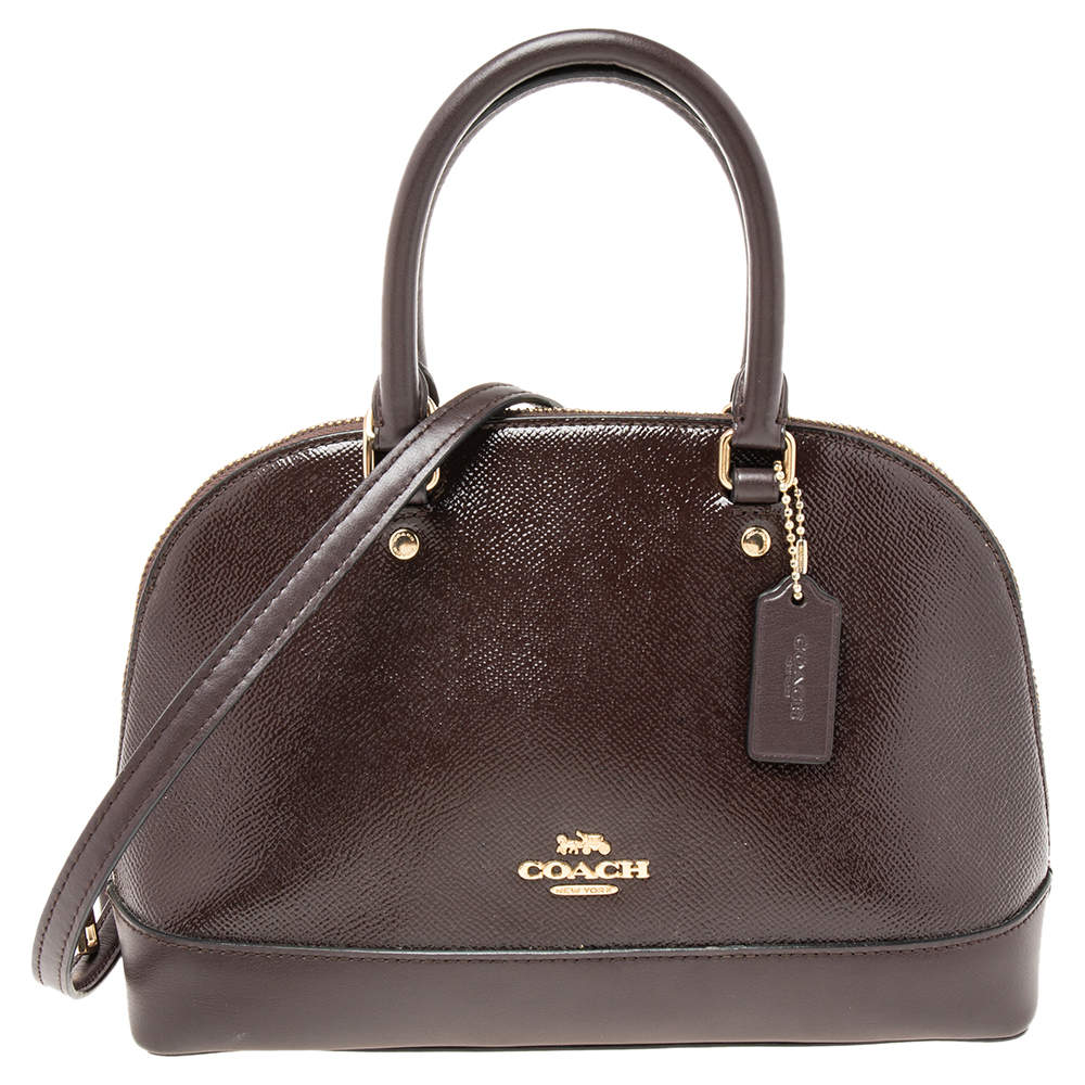 Coach Burgundy Patent and Leather Mini Sierra Satchel