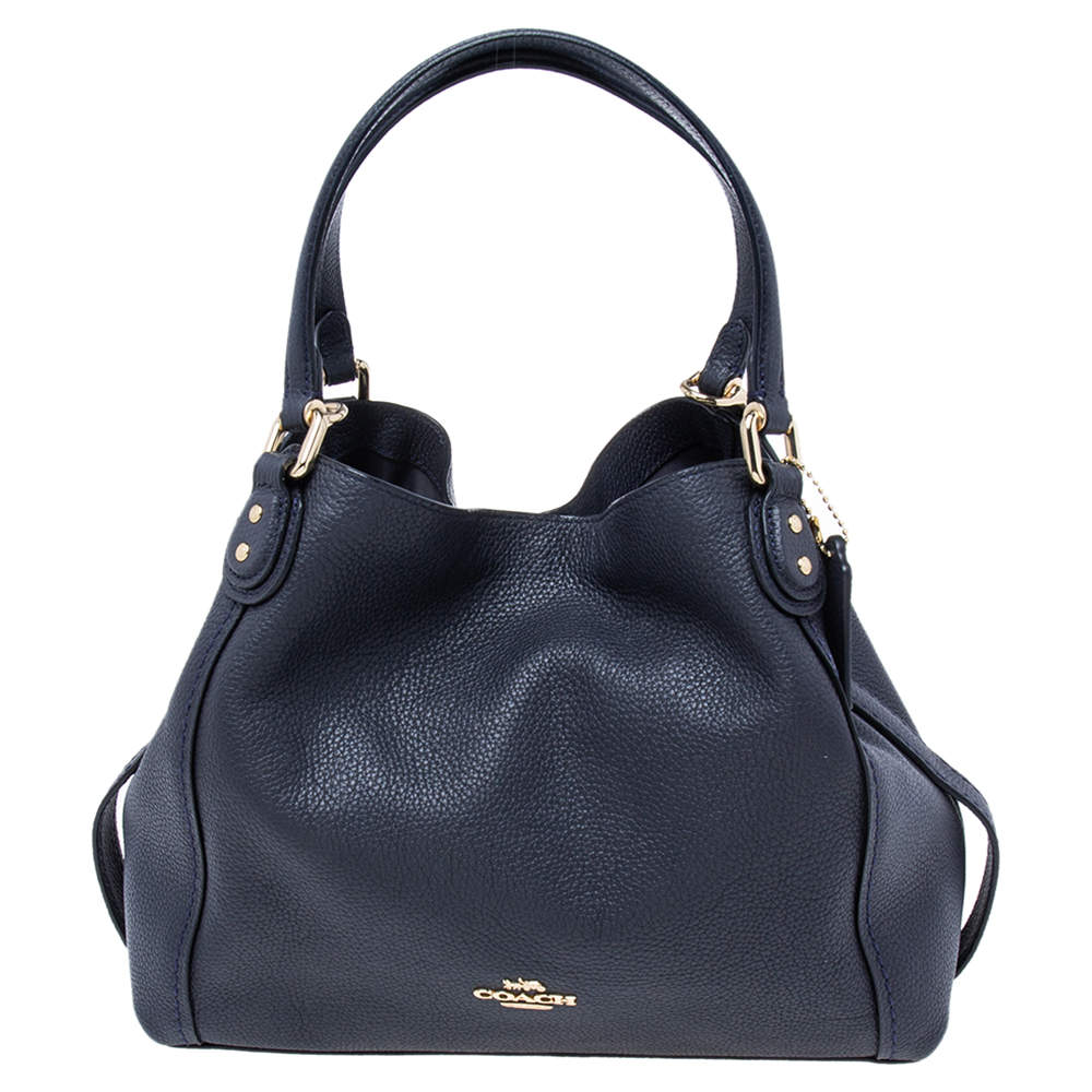 مملوكة مسبقًا حقيبة ساتشل كوتش إيدي 28 جلد أزرق داكن