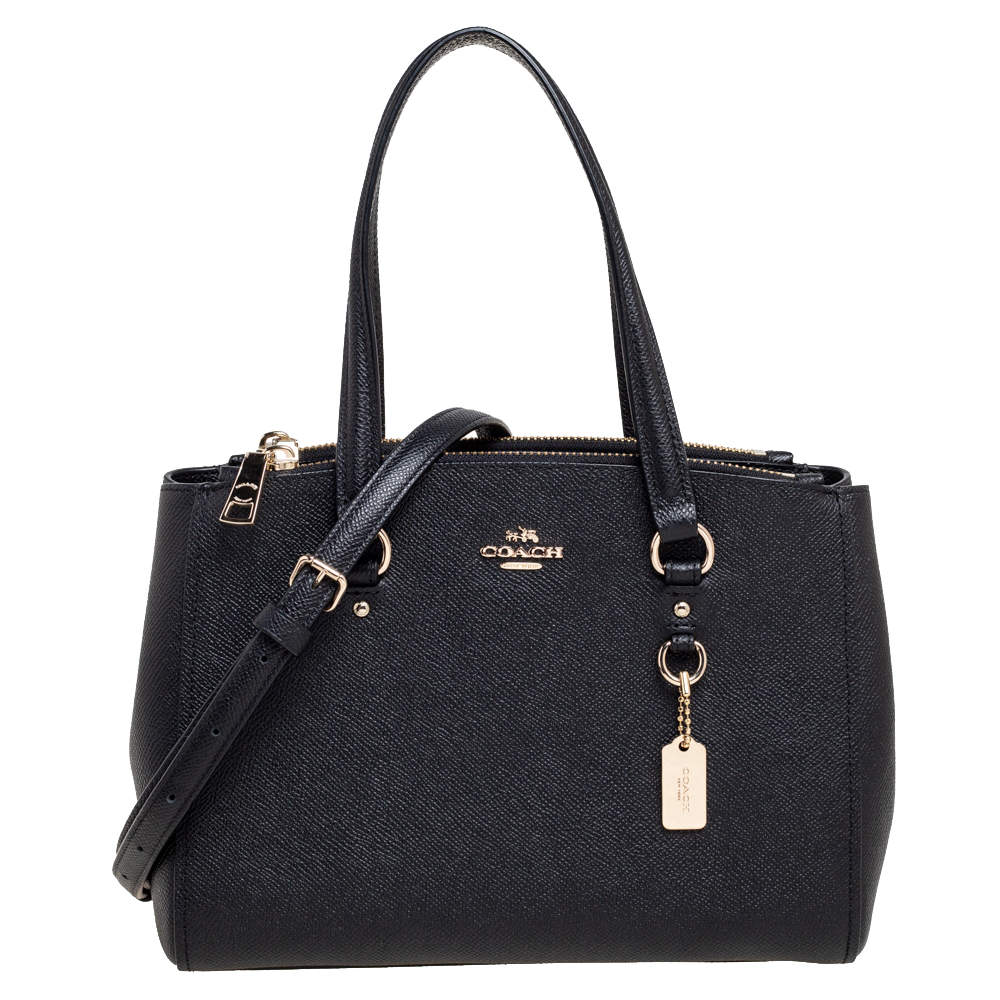 Pre Owned Coach Black Leather Mini Christie Carryall Satchel