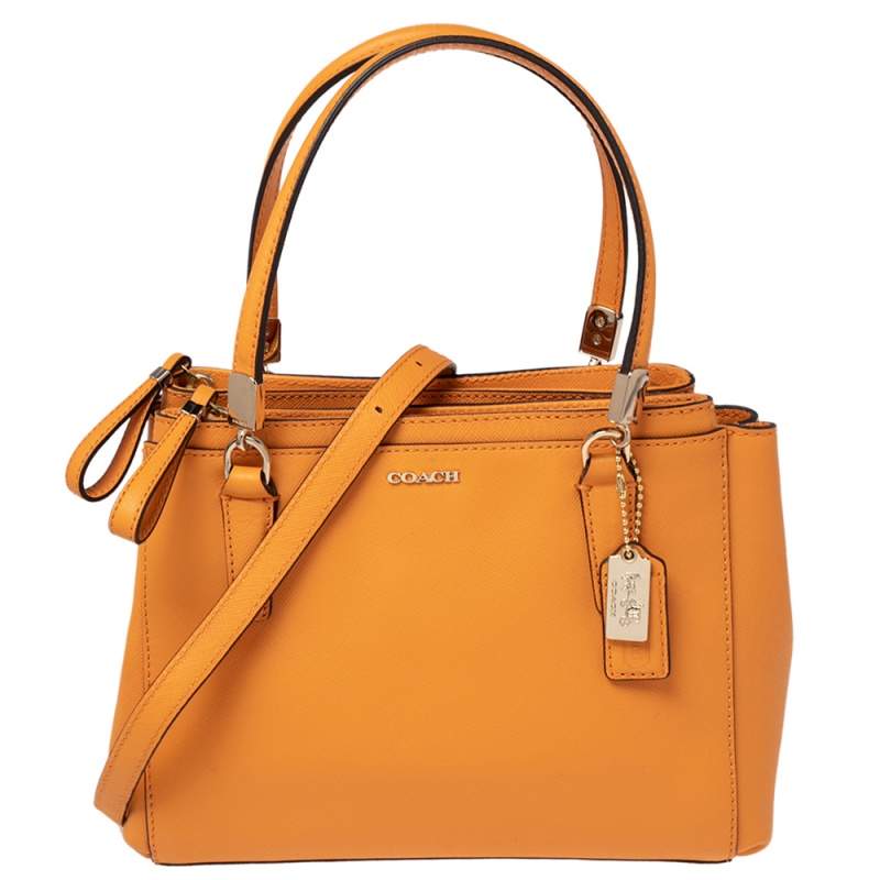 Pre Owned Coach Orange Leather Mini Christie Carryall Satchel