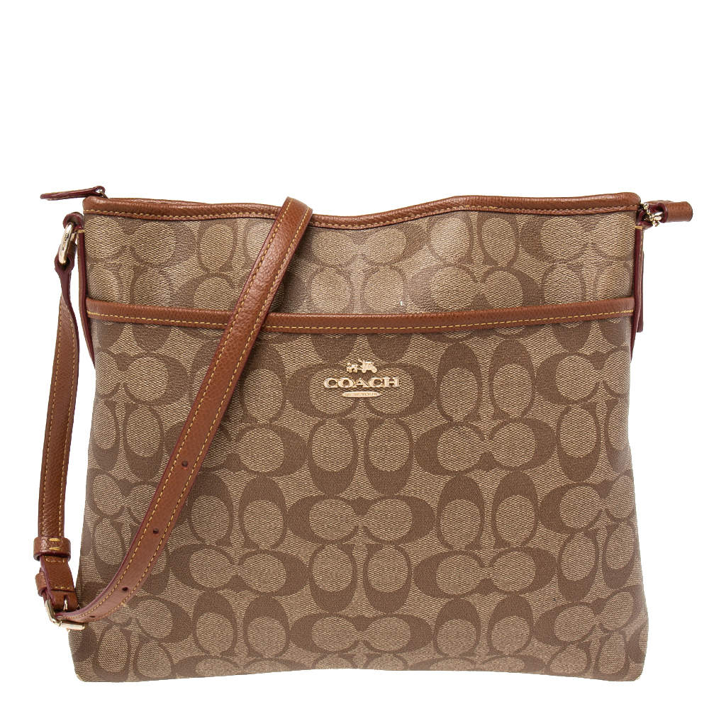 Coach Beige Signature Coated Canvas and Leather File Messenger Bag