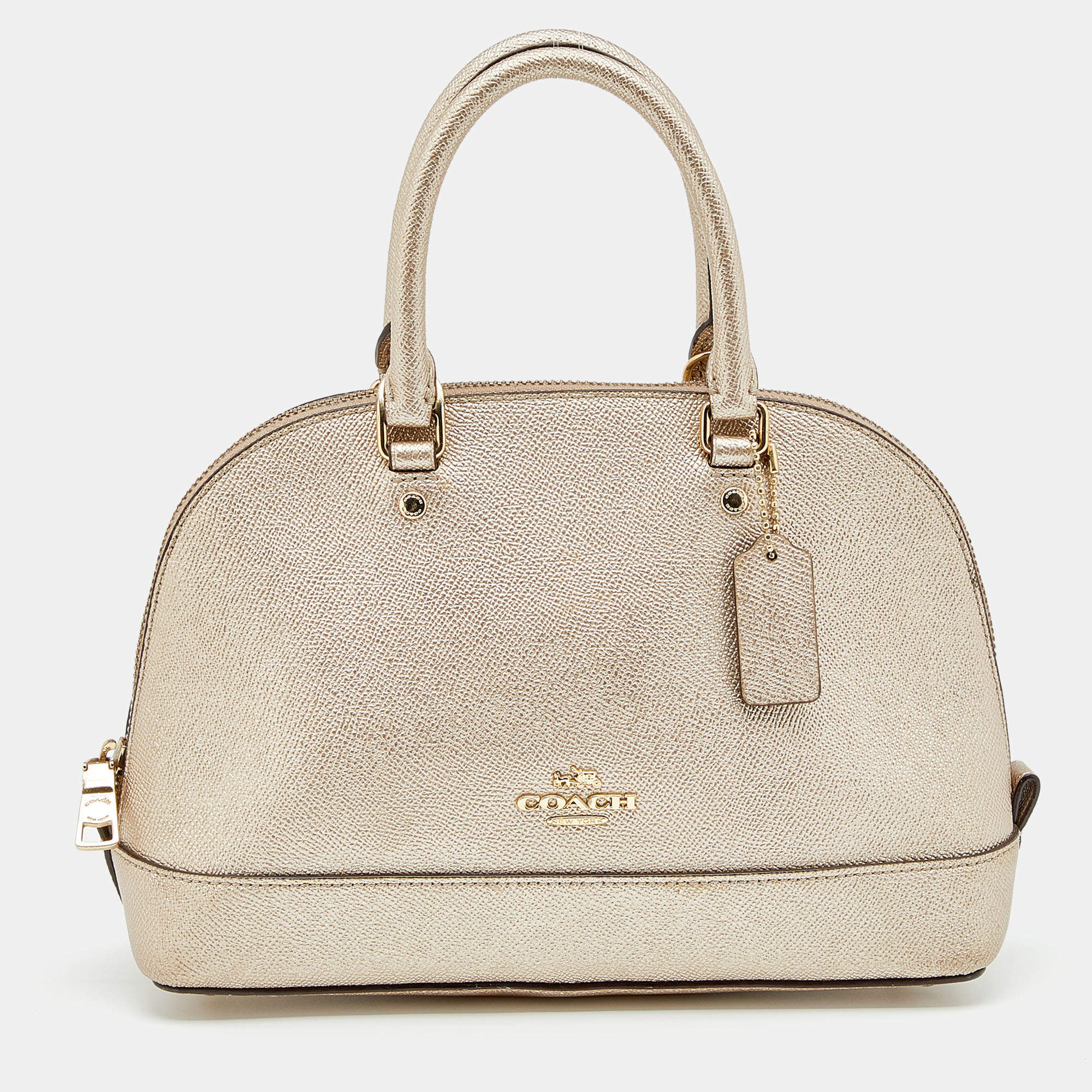 Pre Owned Coach Metallic Gold Leather Mini Sierra Satchel