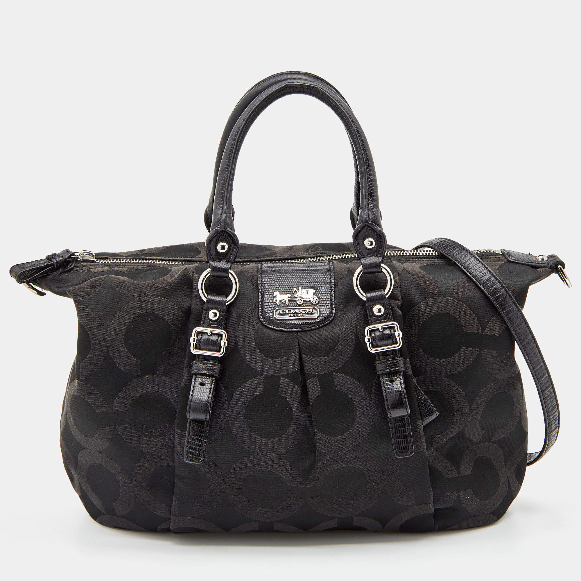 Pre Owned Coach Black Fabric and Leather Madison Juliette Satchel 
