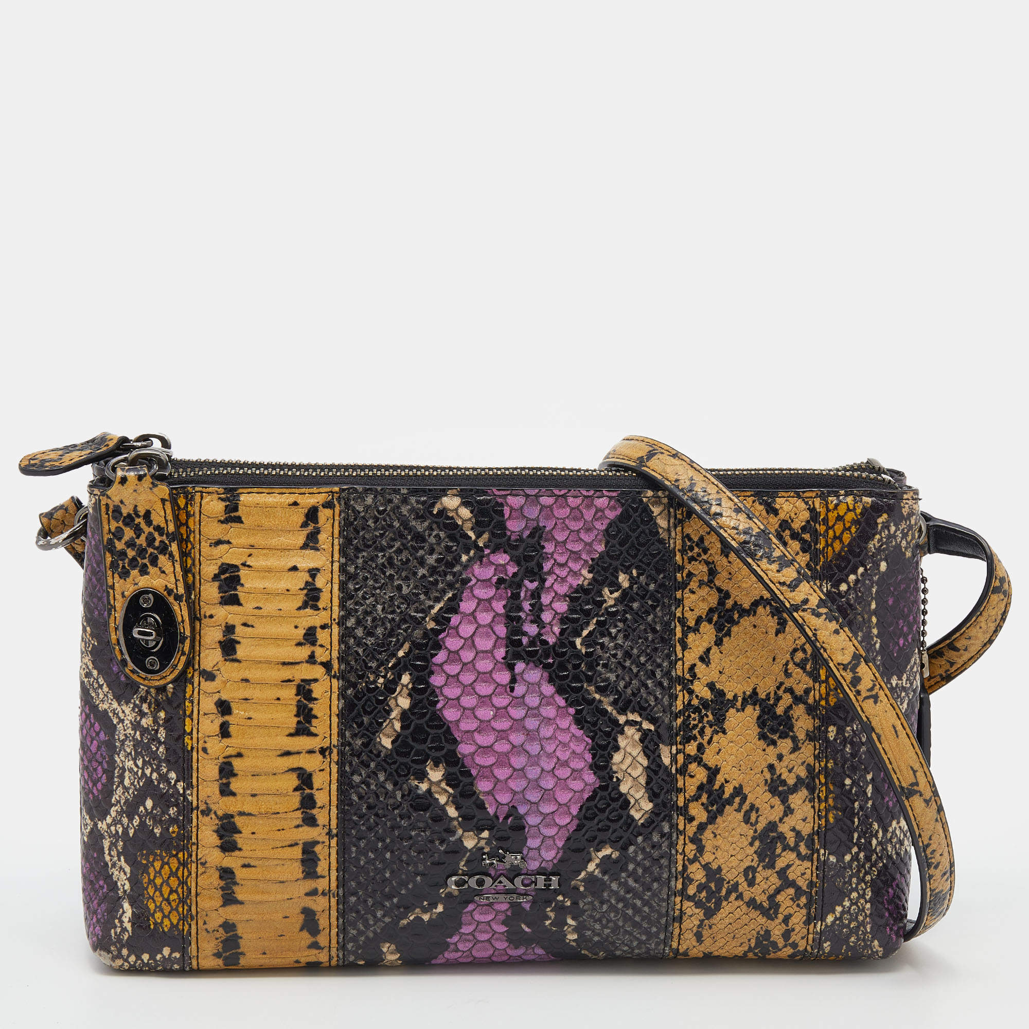Coach Multicolor Python Embossed Leather Crosby Crossbody Bag