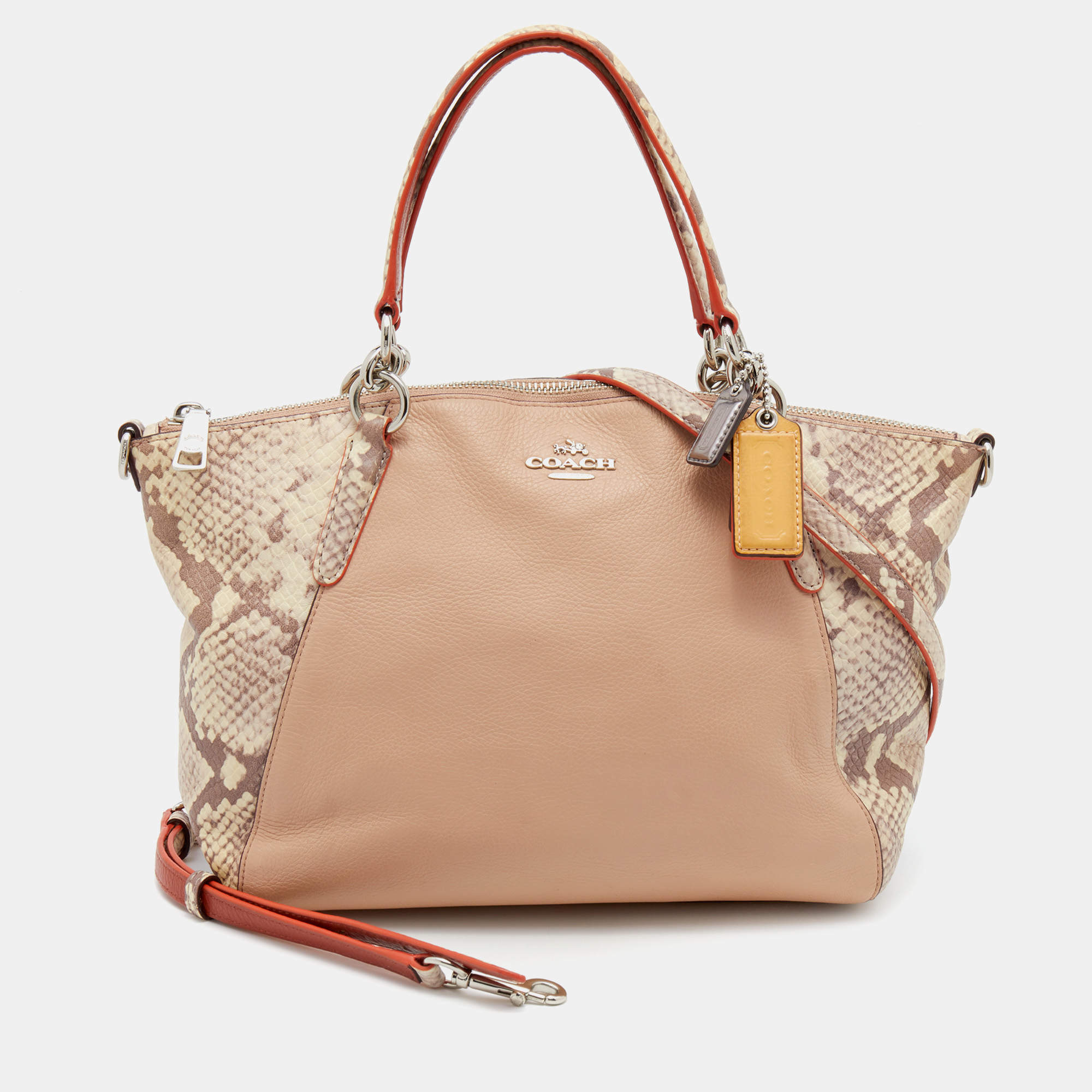 Coach Multicolor Python Embossed and Leather Small Kelsey Satchel