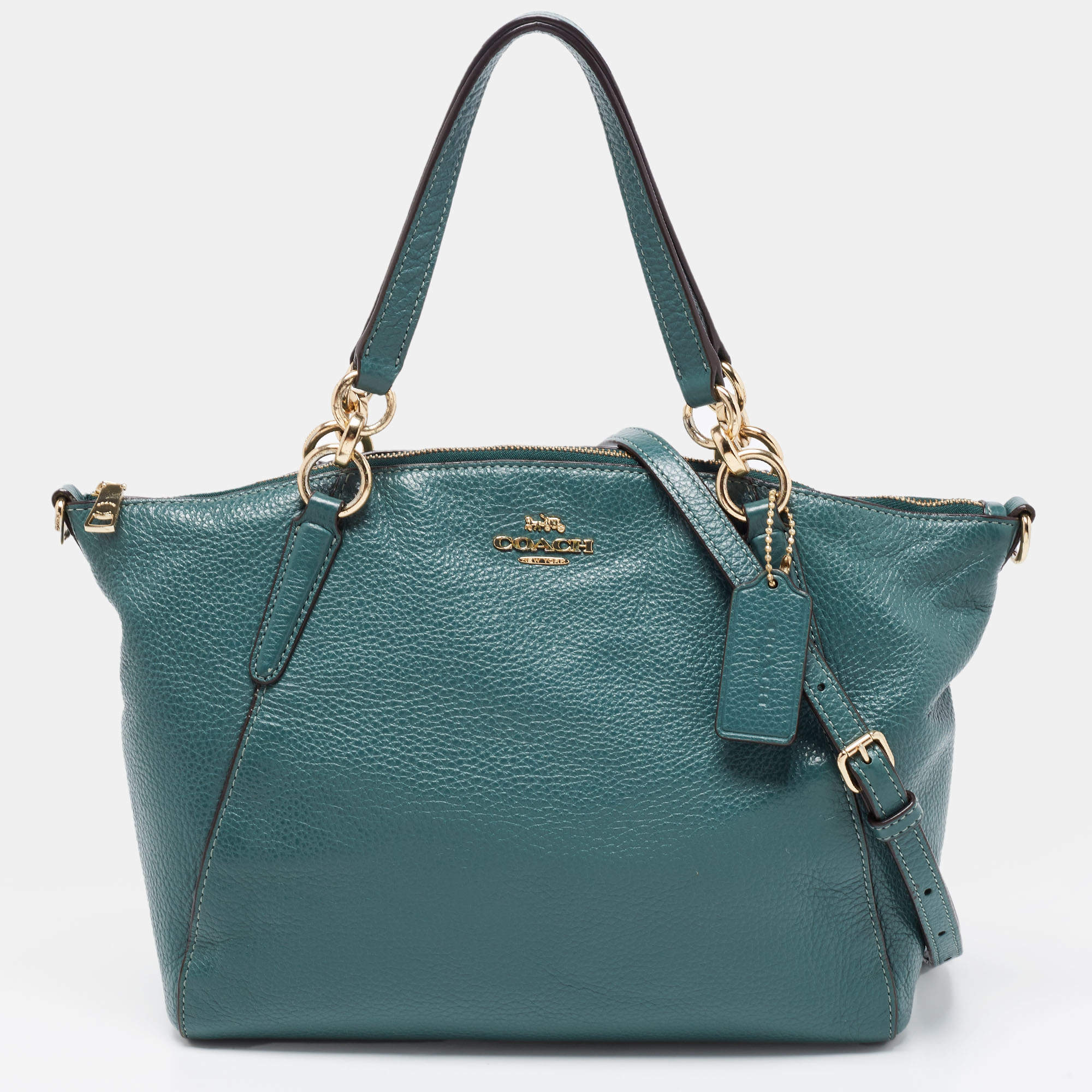 Pre Owned حقيبة ساتشل كوتش كيلسي جلد أخضر صغيرة