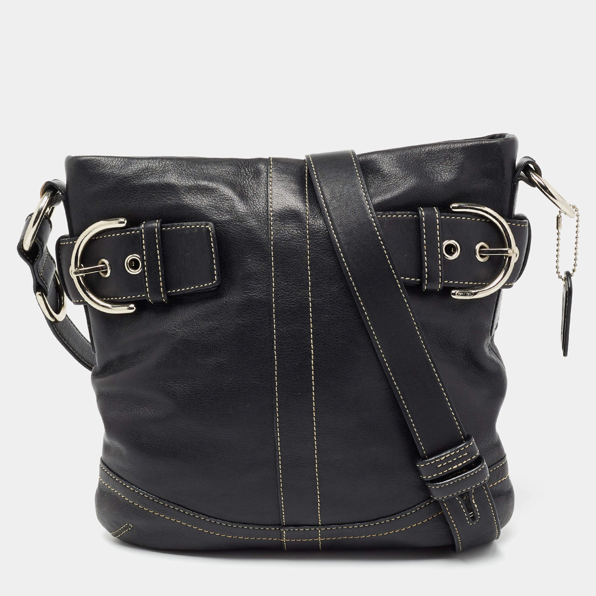 Pre Owned Coach Black Leather Shoulder Bag