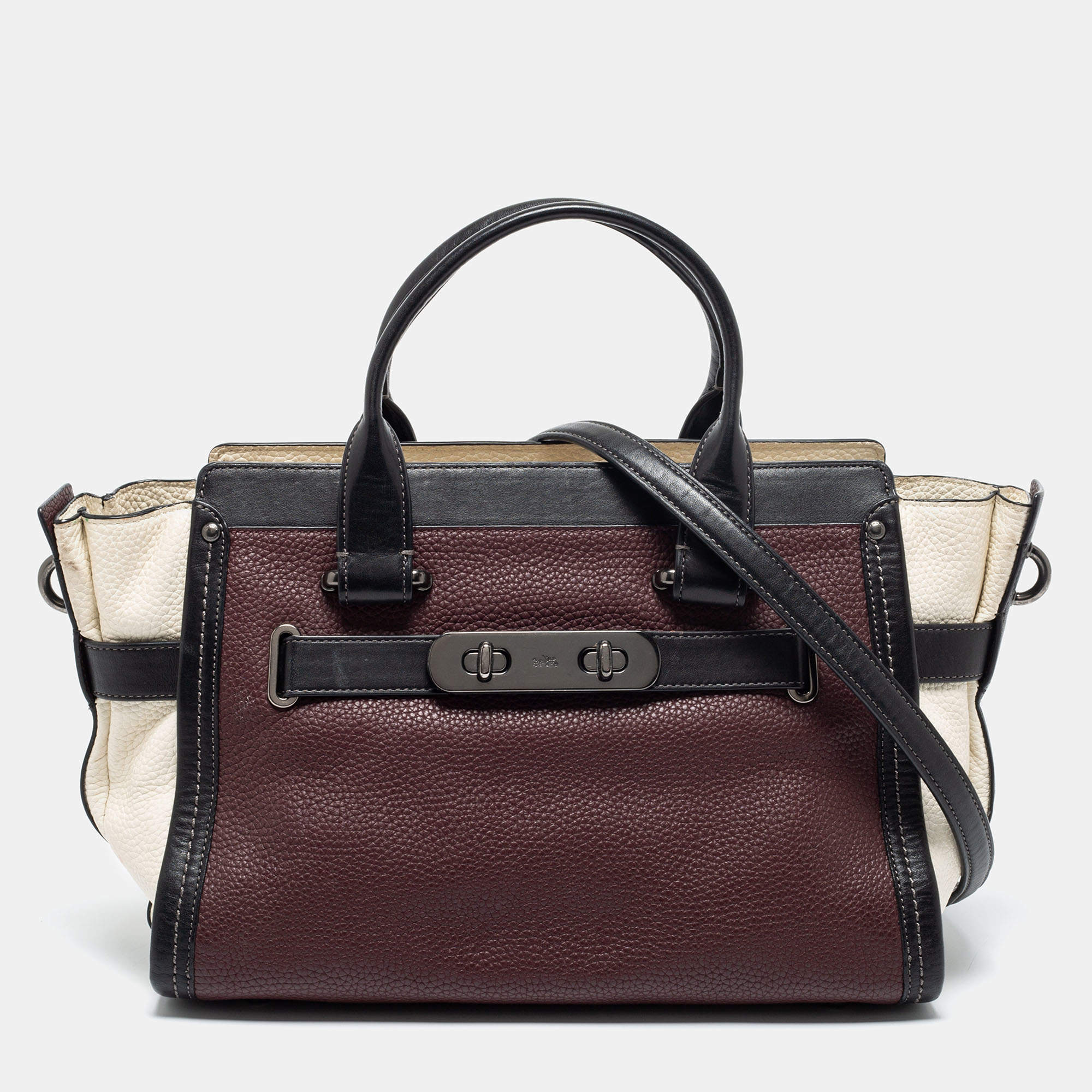 Pre Owned Coach Multicolor Leather Swagger Tote