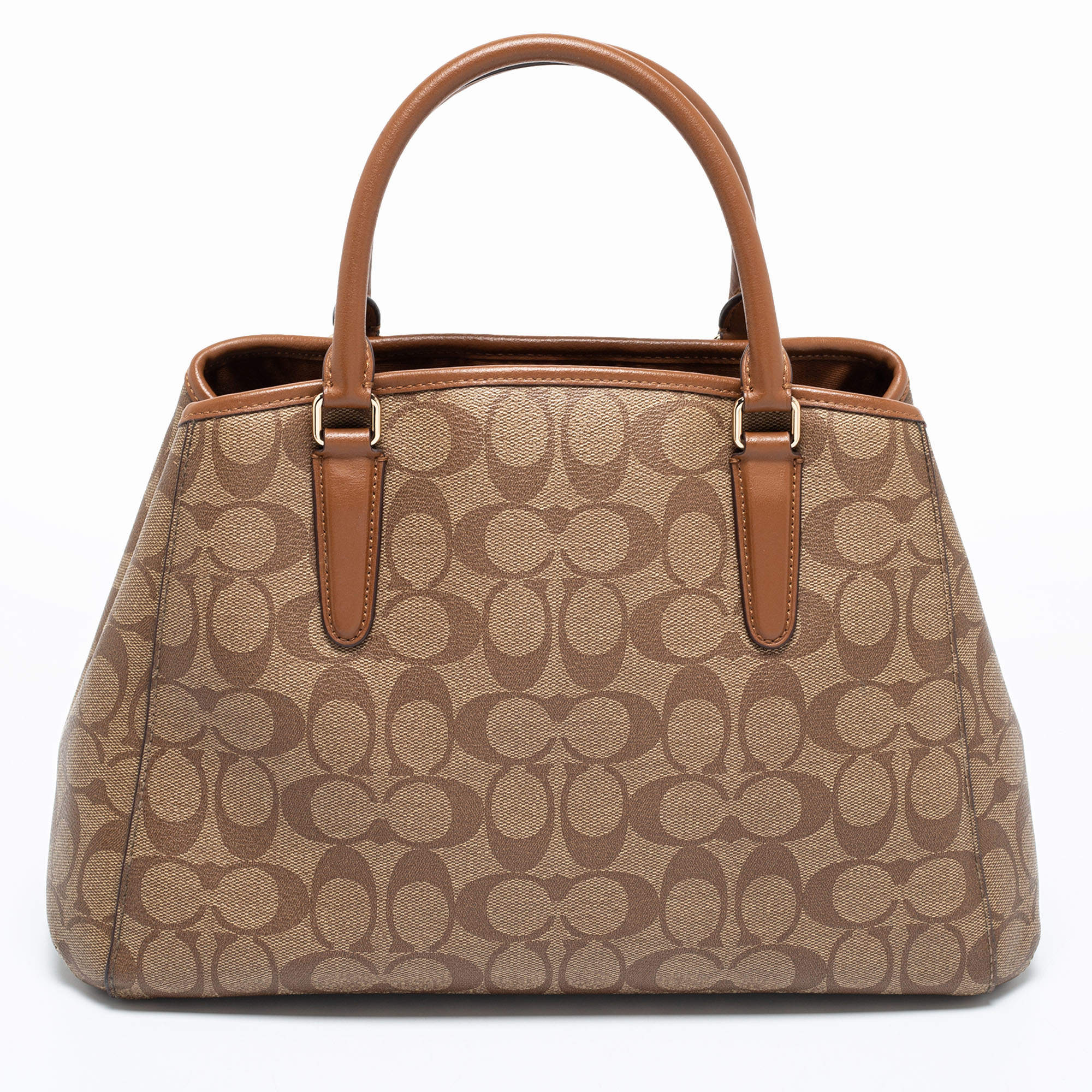 Coach Beige/Brown Signature Coated Canvas and Leather Margot Carryall  Satchel Coach
