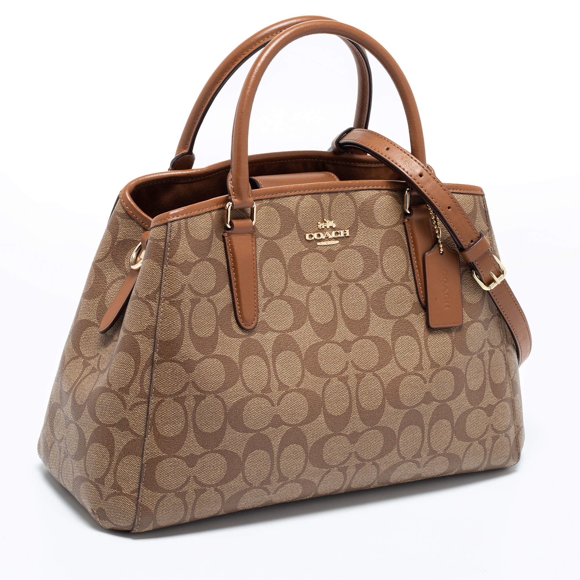 Coach Beige/Brown Signature Coated Canvas and Leather Margot Carryall  Satchel Coach | TLC