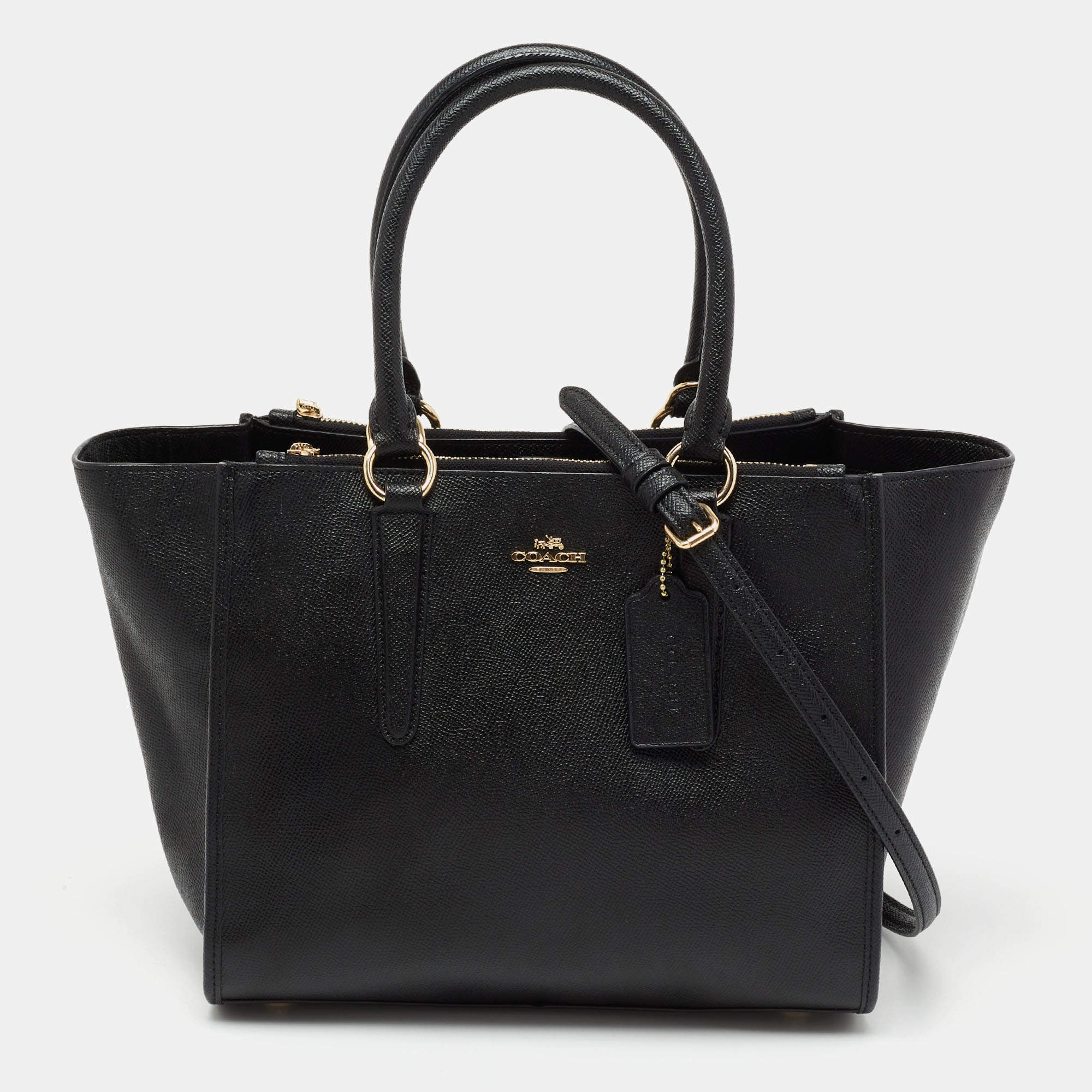 Coach Black Leather Crosby Carryall Double Zip Tote Coach TLC