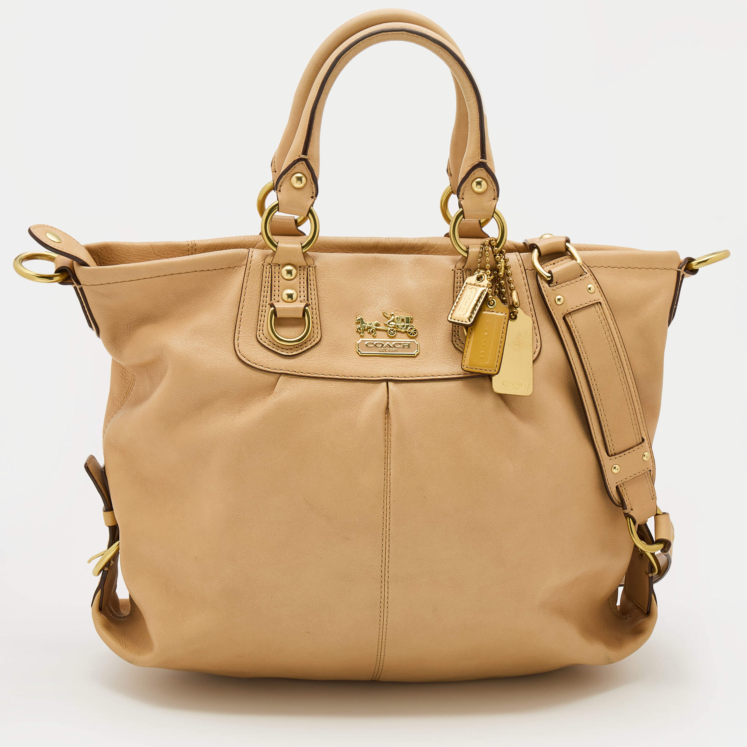 Pre Owned Coach Beige Leather Julliane Tote