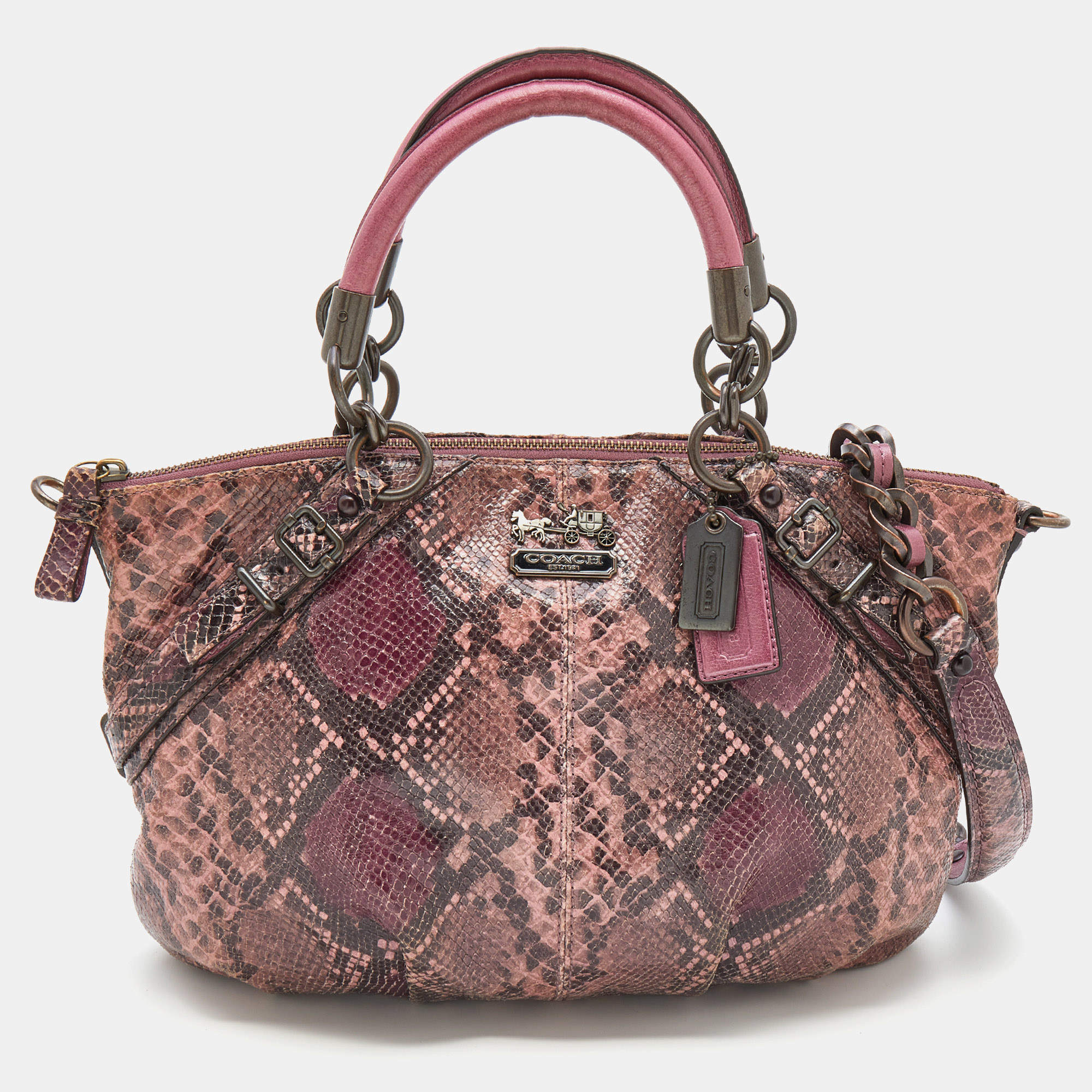 Coach Purple Python Embossed Leather Madison Satchel