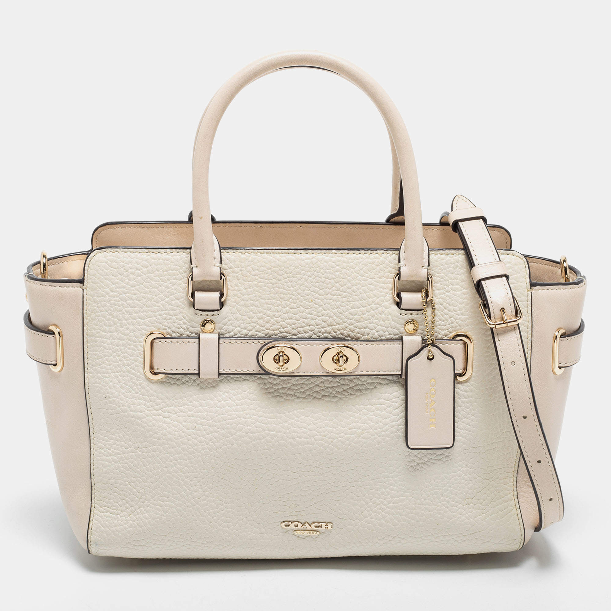Pre Owned Coach White Leather Swagger Tote