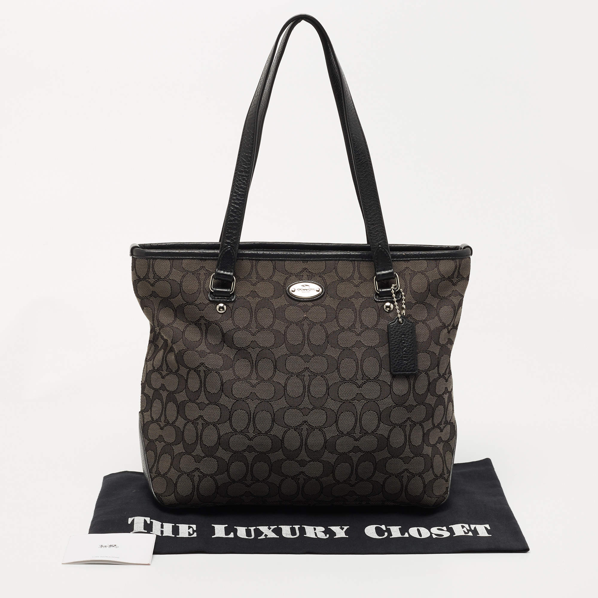 Black and Gray Coach Handbag Signature Pattern - Used | eBay