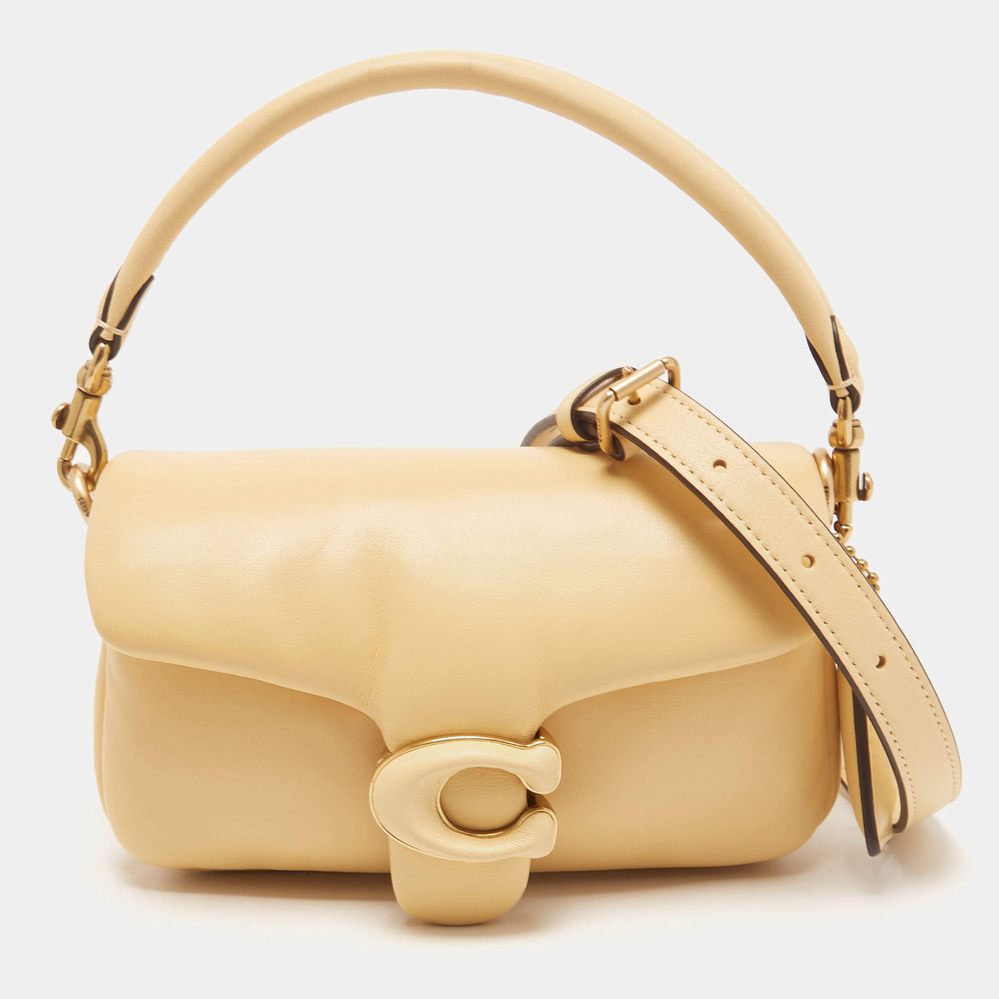 Pre Owned Coach Beige Leather Tabby Pillow 18 Shoulder Bag