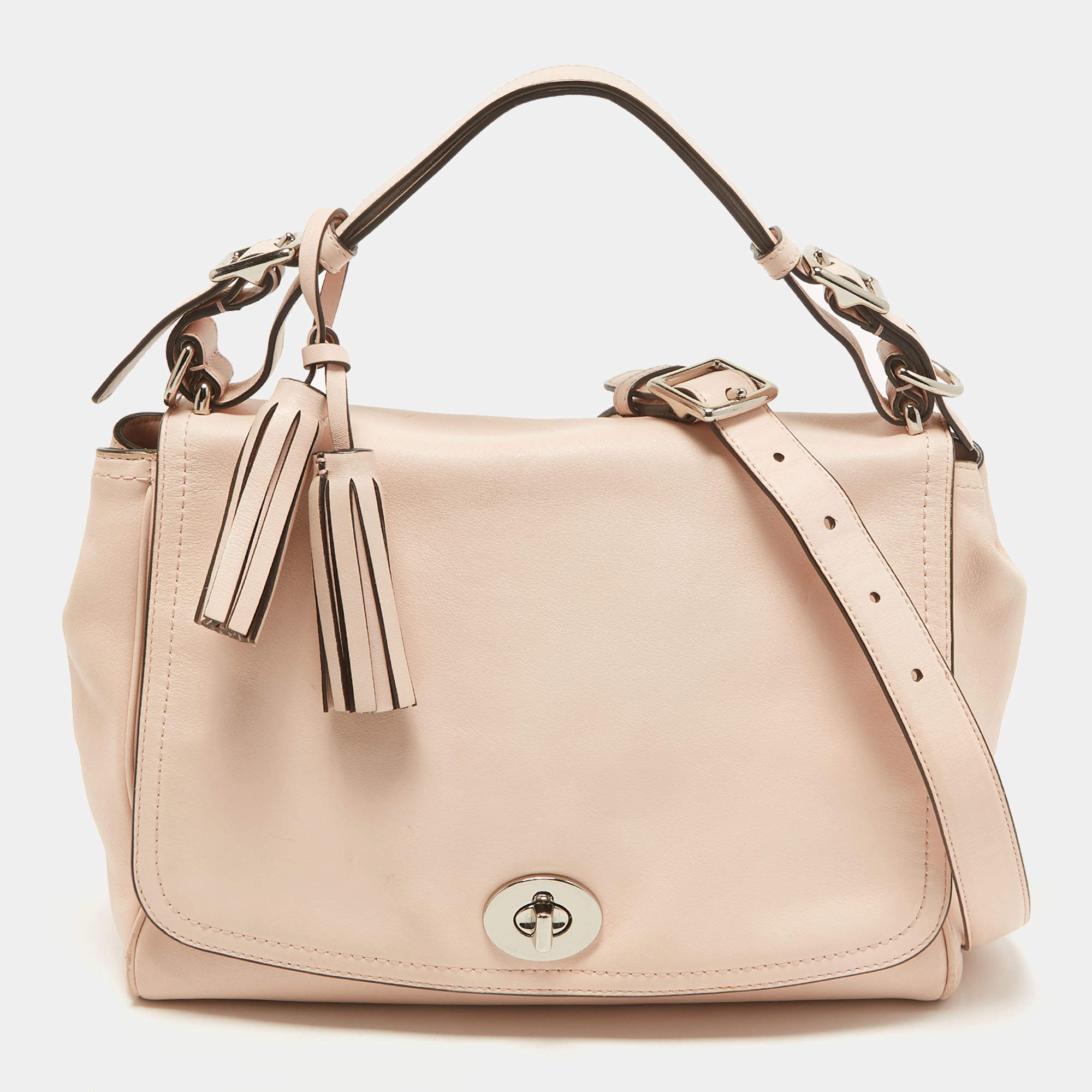 Pre Owned Coach Pink Leather Legacy Romy Top Handle Bag