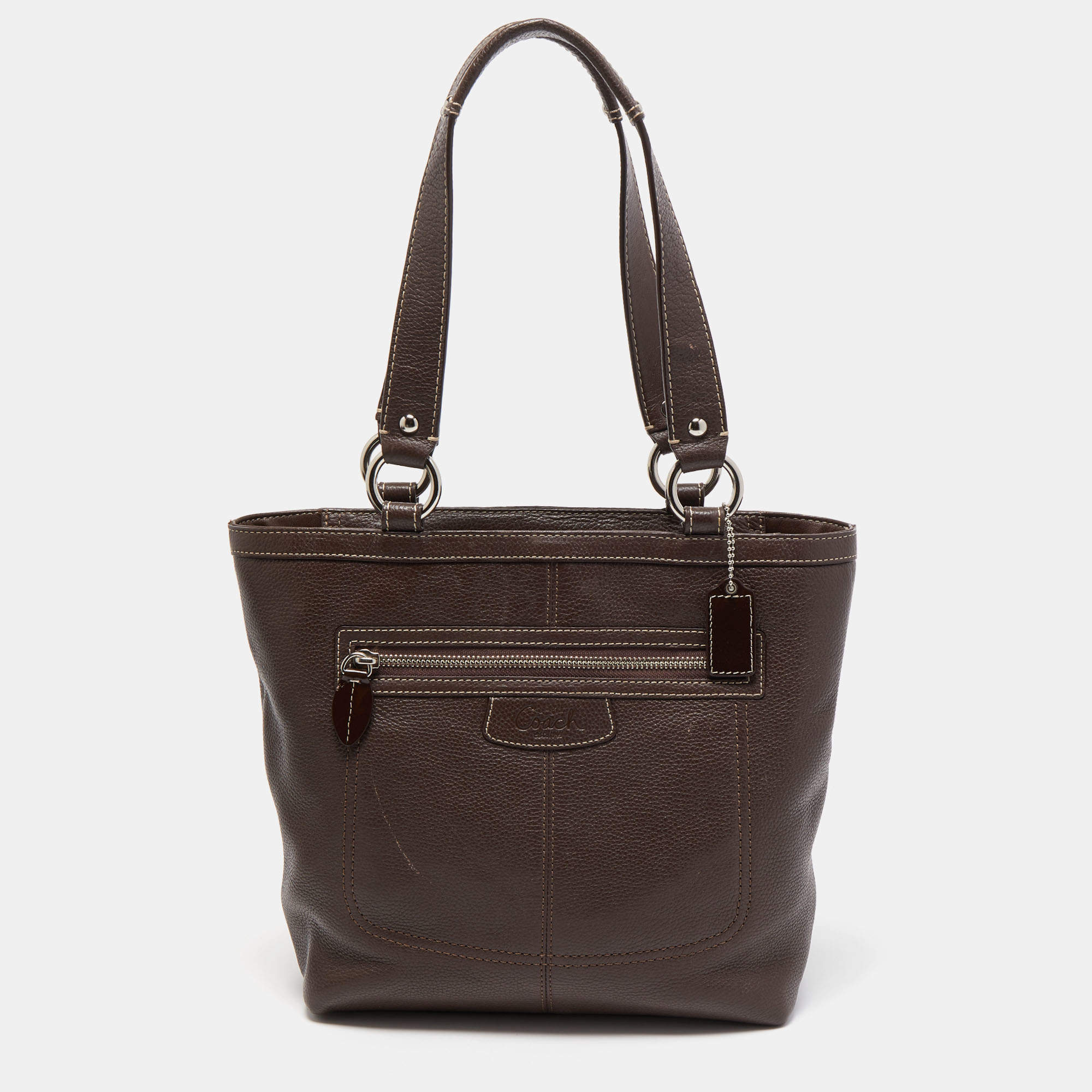 Pre Owned Coach Dark Brown Leather Penelope Tote
