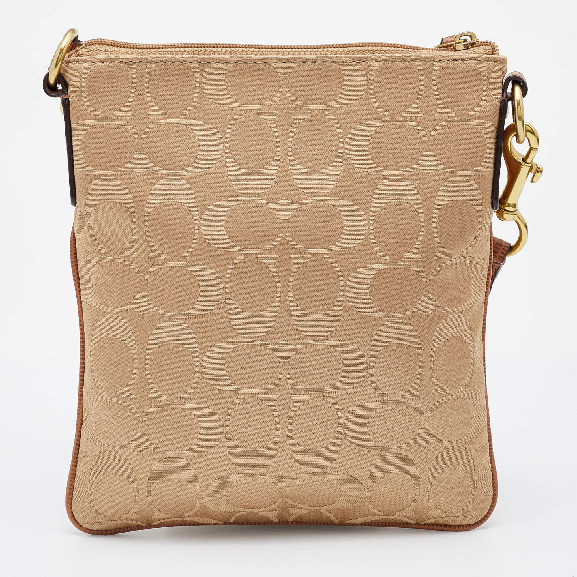 Coach Beige/Brown Signature Canvas and Leather Courie Crossbody