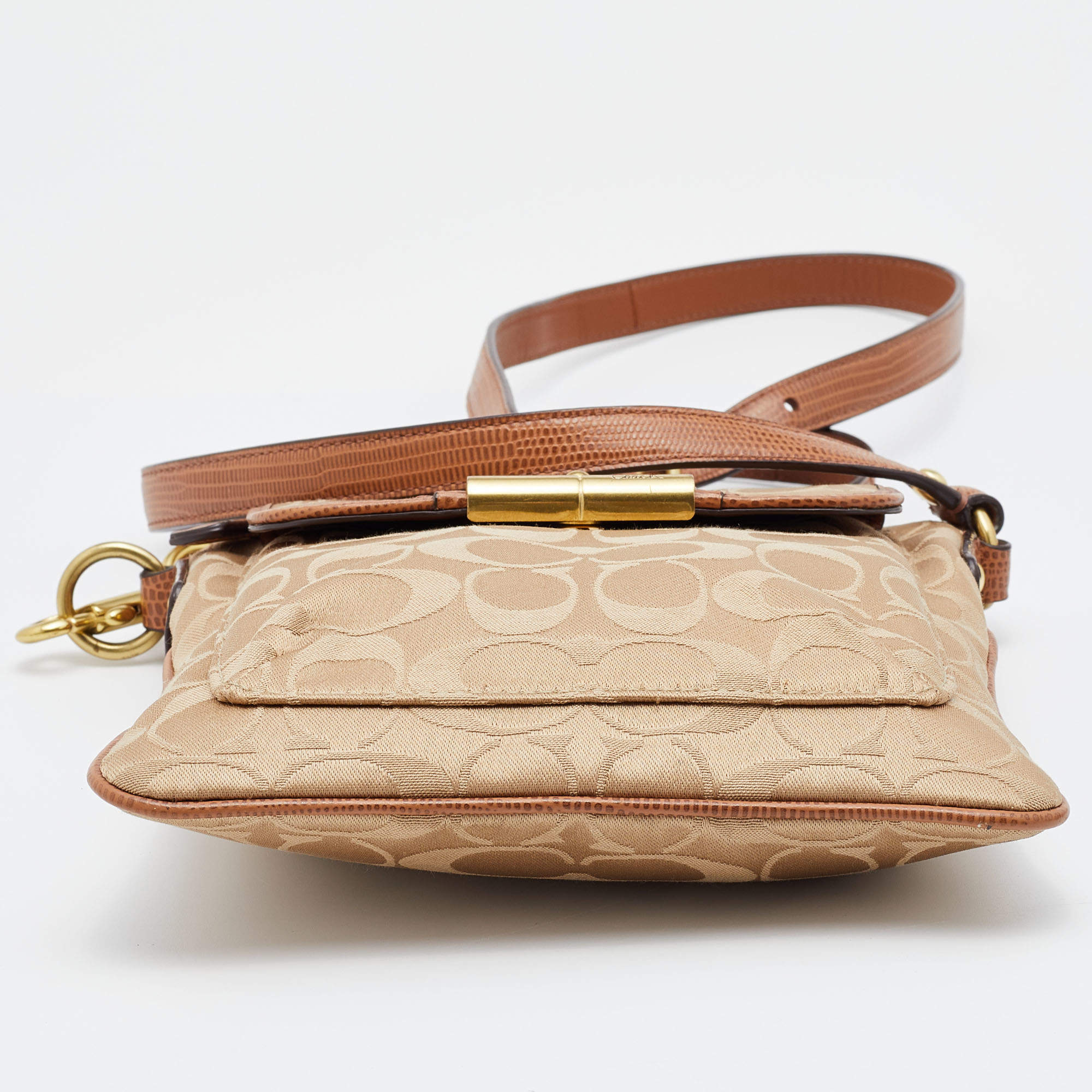 Coach Beige/Brown Signature Canvas and Leather Courie Crossbody