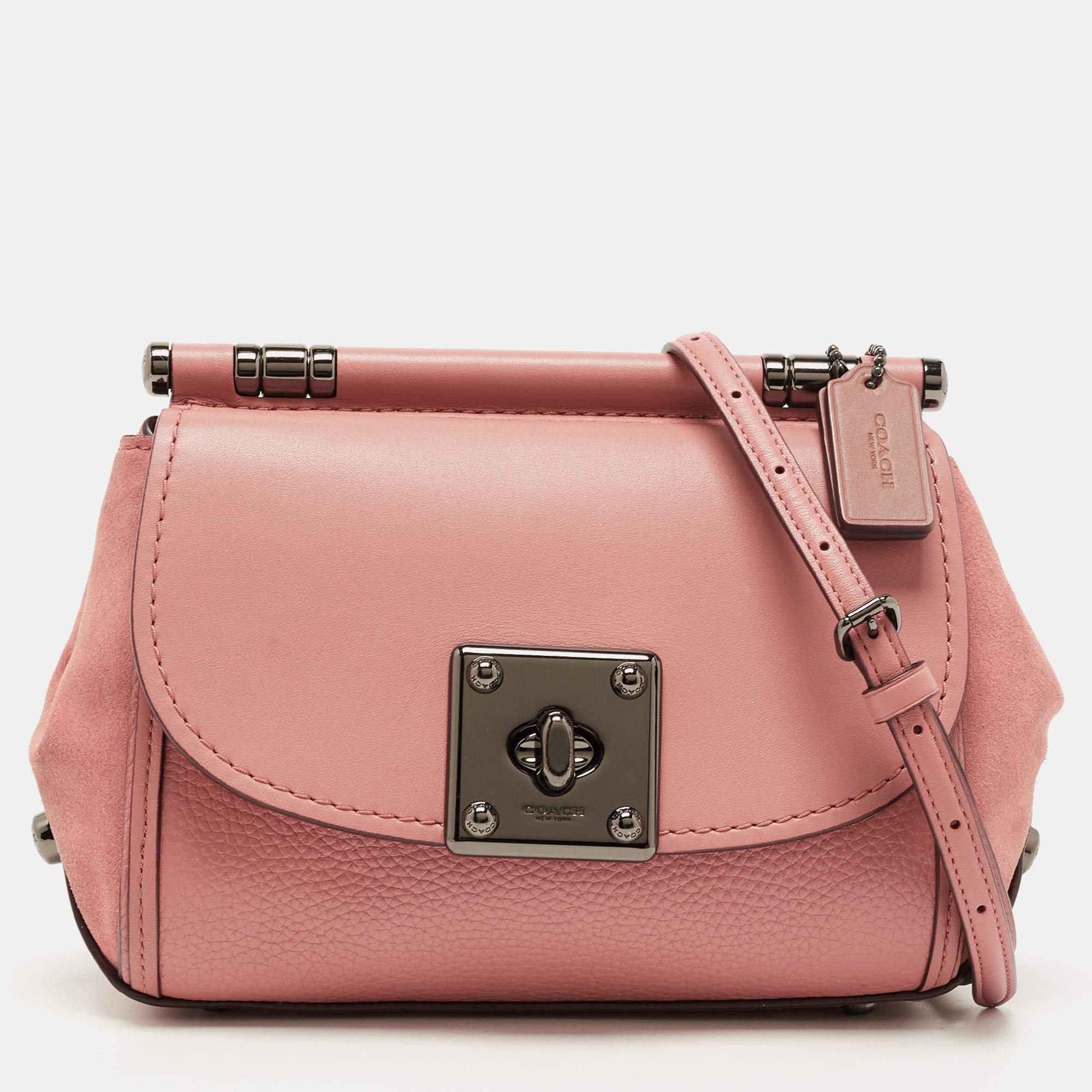 Coach Pink Leather and Suede Drifter Crossbody Bag