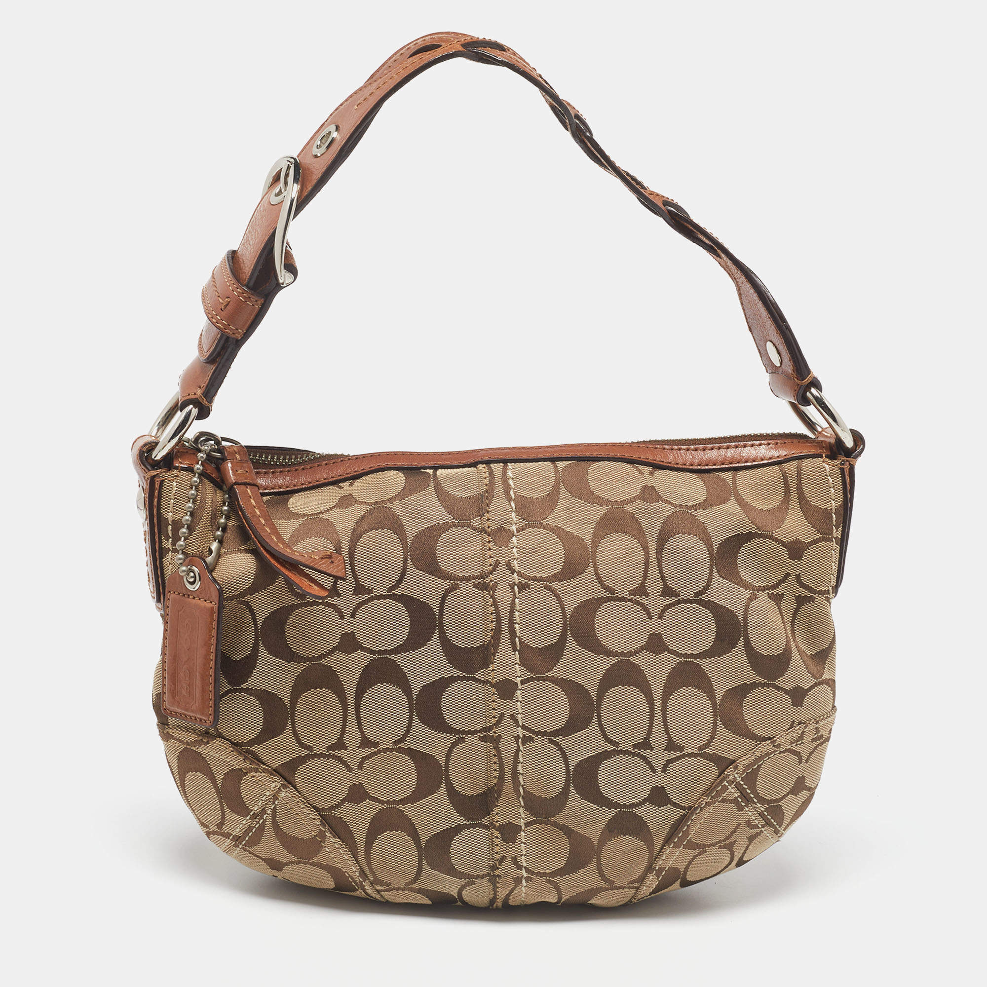 Coach Beige/Brown Signature Canvas and Leather Soho Hobo